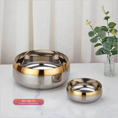 Сверхбольшая миска для холодных закусок из нержавеющей стали 304, ретро-салатница для фруктов и холодной лапши