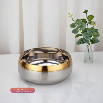 Сверхбольшая миска для холодных закусок из нержавеющей стали 304, ретро-салатница для фруктов и холодной лапши