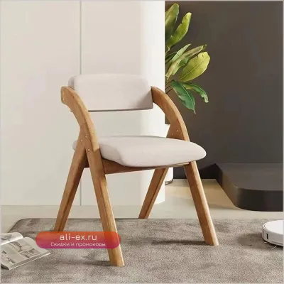 Складной стул для столовой из массива дерева, мягкий и комфортный