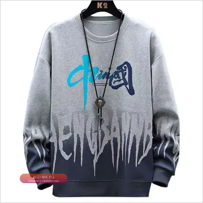 Футболка с длинным рукавом и китайским принтом для мужчин и женщин