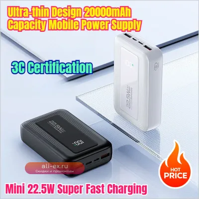 Super Fast Charging Power Bank 20000mAh Mini 3C Ultra-thin Portable Charger