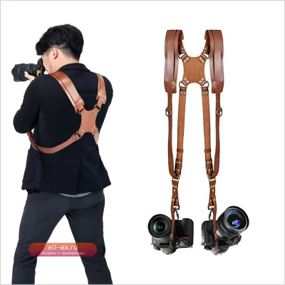 Мягкий двойной ремень для SLR и цифровых камер с защитой от падения