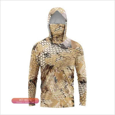 Huk New Gear футболка для рыбалки с длинным рукавом, летняя, быстросохнущая, дышащая, с капюшоном и маской, защита от УФ 50+