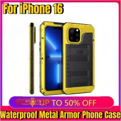 Алюминиевый силиконовый чехол-броня для iPhone 16 Pro Max Plus с защитой IP68