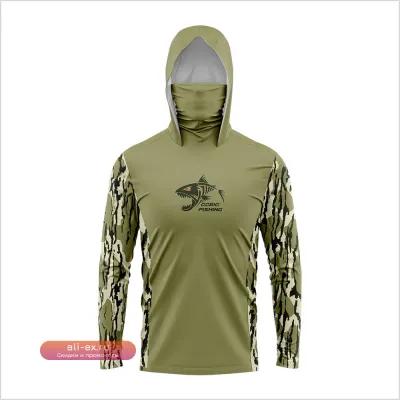 Футболка Huk для рыбалки с капюшоном и защитой от УФ-лучей UPF50+