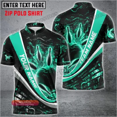 Мужская поло-футболка на молнии "Пламенная Магма" с 3D-печатью и индивидуальным именем WK121