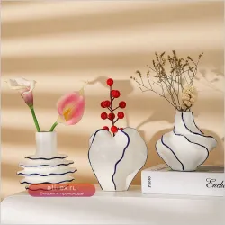 Креативная керамическая ваза для декоративных сухоцветов и композиций, арт-объект для гостиной