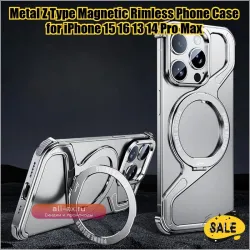 Магнитный чехол-книжка Z-типа с откидной крышкой 120° для iPhone 13-16 Pro Max, без ободка, с поддержкой и защитой от падения