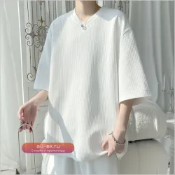 Футболки мужские летние 2025 свободного кроя с коротким рукавом, однотонные, большие размеры M-5XL