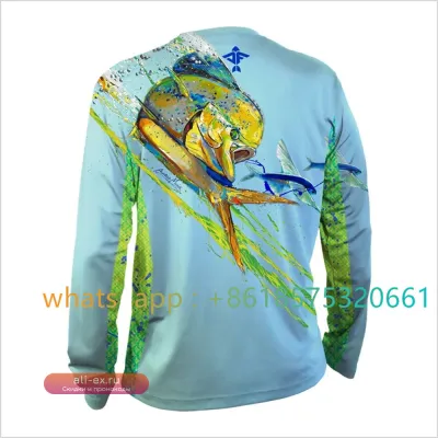 Футболка для рыбалки Aquaflage мужская с длинным рукавом, вентилируемая, защита от УФ, дышащая, 2023