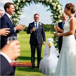 Набор "Свадебные Гуси": Милый костюм для декора сада, патио и двора