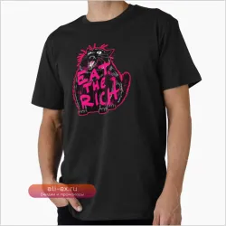 Футболка с принтом "Eat The Rich", черный кот, смешной подарок для мужчин, размер L, S-6XL, 100% хлопок.