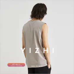 Мужской майка-борцовка из 100% хлопка для бодибилдинга и фитнеса