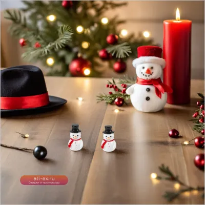 Набор 100 мини-фигурок снеговиков из смолы для новогоднего декора и поделок