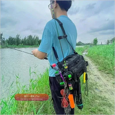 Большая водонепроницаемая поясная сумка для рыбалки с отсеками для снастей и удочки