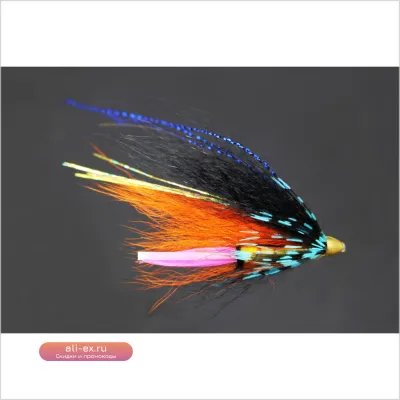 Hабор из 24 шт. сине-черных мушек Tigofly с конусной головкой и оперением для лосося, форели и стальной головы