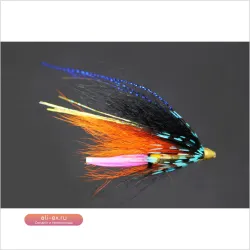 Hабор из 24 шт. сине-черных мушек Tigofly с конусной головкой и оперением для лосося, форели и стальной головы