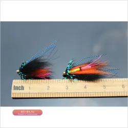 Hабор из 24 шт. сине-черных мушек Tigofly с конусной головкой и оперением для лосося, форели и стальной головы