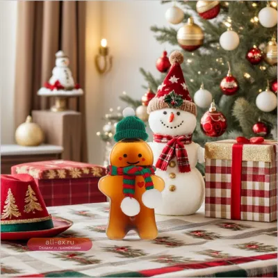 Бутылка для напитков "Пряничный человечек" пластиковая пустая с крышкой