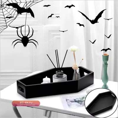 Готическая подставка-лоток гробовидной формы в черном цвете для хранения мелочей и декора