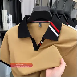 Мужская футболка поло с коротким рукавом и контрастным воротником