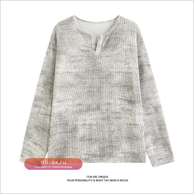 Футболка с длинным рукавом Tie-Dye Gradient V-образный вырез