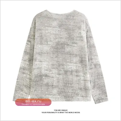 Футболка с длинным рукавом Tie-Dye Gradient V-образный вырез