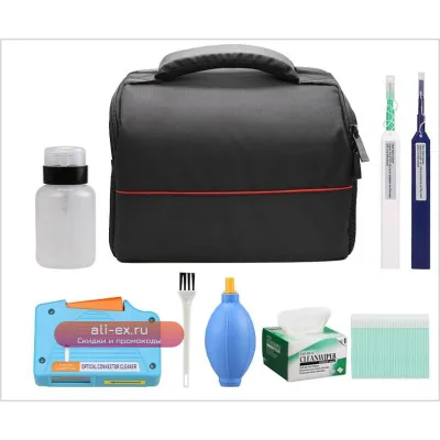 Набор для чистки оптического волокна 9 предметов: чистящий карандаш 1.25/2.5 мм, бокс для чистки