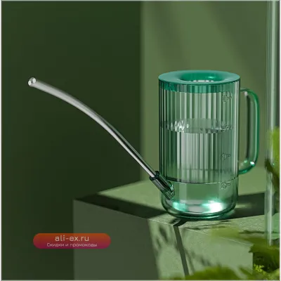 Лейка садовая из нержавеющей стали большого размера с длинным носиком, зеленая