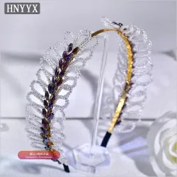 Уникальный хрустальный ободок для волос HNYYX A316, ручная работа, свадебный головной убор, подарок на день рождения для женщин