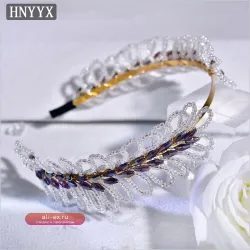 Уникальный хрустальный ободок для волос HNYYX A316, ручная работа, свадебный головной убор, подарок на день рождения для женщин
