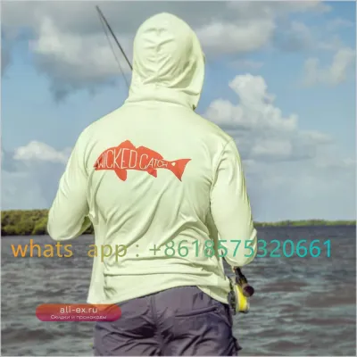 Мужская удлиненная толстовка с капюшоном для рыбалки с УФ-защитой
