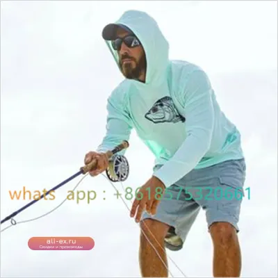 Мужская удлиненная толстовка с капюшоном для рыбалки с УФ-защитой