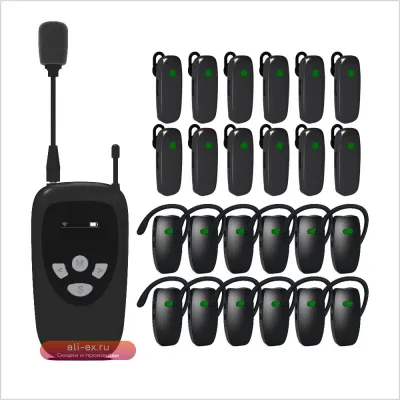 Система аудиогида с беспроводными Bluetooth-наушниками и зарядным кейсом