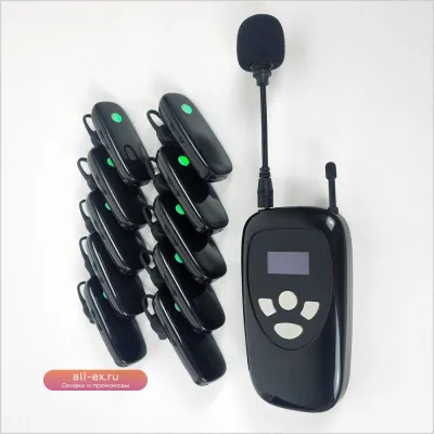 Система аудиогида с беспроводными Bluetooth-наушниками и зарядным кейсом