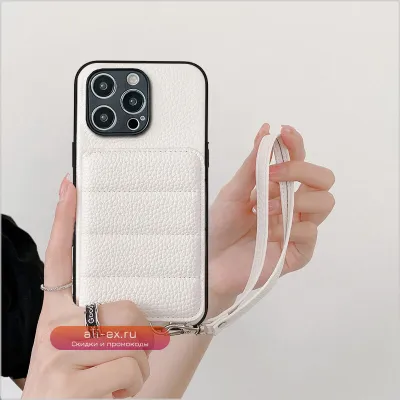 Чехол-кошелёк из кожи для iPhone 16/15/14 с защитой от падения и слотом для карты