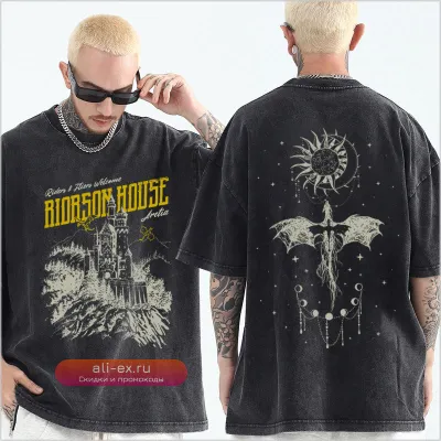 Футболка с принтом "Basgiath War College" в стиле винтажный гранж