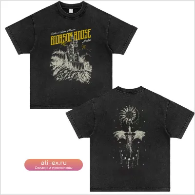 Футболка с принтом "Basgiath War College" в стиле винтажный гранж