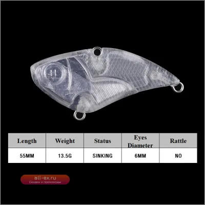 Неокрашенные заготовки воблеров Chan’sHuang 20 шт. 5.5 см 13.5 г тонущие для самостоятельной покраски