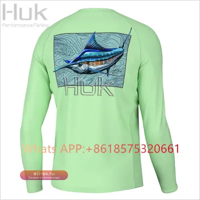 Футболка HUK с длинным рукавом для рыбалки и защиты от солнца UPF 50+