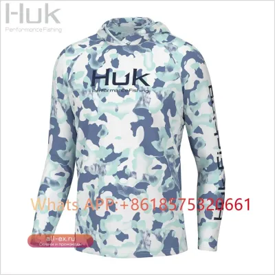Мужская камуфляжная футболка с длинным рукавом HUK Fishing для активного отдыха летом, защита от солнца UPF 50+