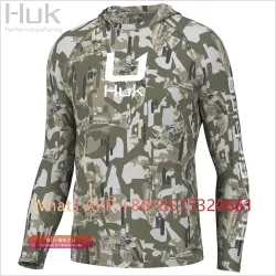 Мужская камуфляжная футболка с длинным рукавом HUK Fishing для активного отдыха летом, защита от солнца UPF 50+