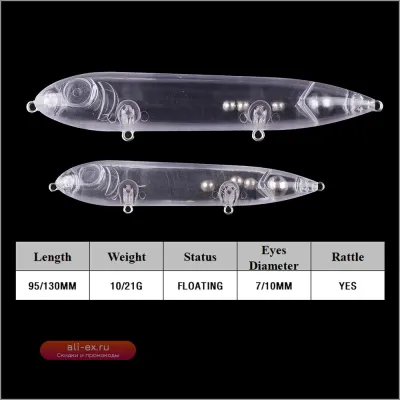 Chan’sHuang 20шт. незакрашенные приманки 9.5/13см, топвотер, раттлин, карандаш, "ходячая собака", DIY, искусственная рыболовная приманка