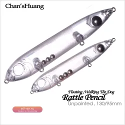 Chan’sHuang 20шт. незакрашенные приманки 9.5/13см, топвотер, раттлин, карандаш, "ходячая собака", DIY, искусственная рыболовная приманка