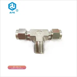 Тройник компрессионный из нержавеющей стали 6мм x 1/4" x 6мм (наружная резьба)