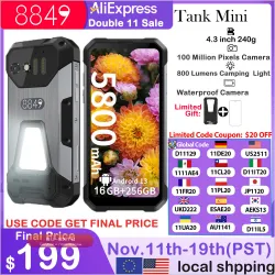 Защищенный смартфон Unihertz 8849 Tank Mini: 4.3", Android 13, Helio G99, 24GB+256GB, 100MP, 5800mAh (со склада в Испании)