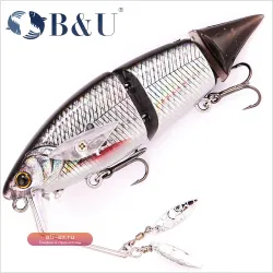 B&U 10см плавучие воблеры-слайдеры с шарнирным телом и активным вращателем для ловли окуня и щуки