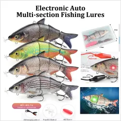 Электрическая плавающая приманка-воблер Wobblers 155 мм 53.8 г, USB-зарядка, 4 сегмента, мигающий LED-свет