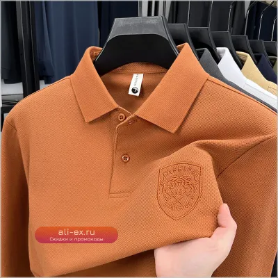 Мужская рубашка поло с длинным рукавом из 100% хлопка