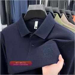 Мужская рубашка поло с длинным рукавом из 100% хлопка